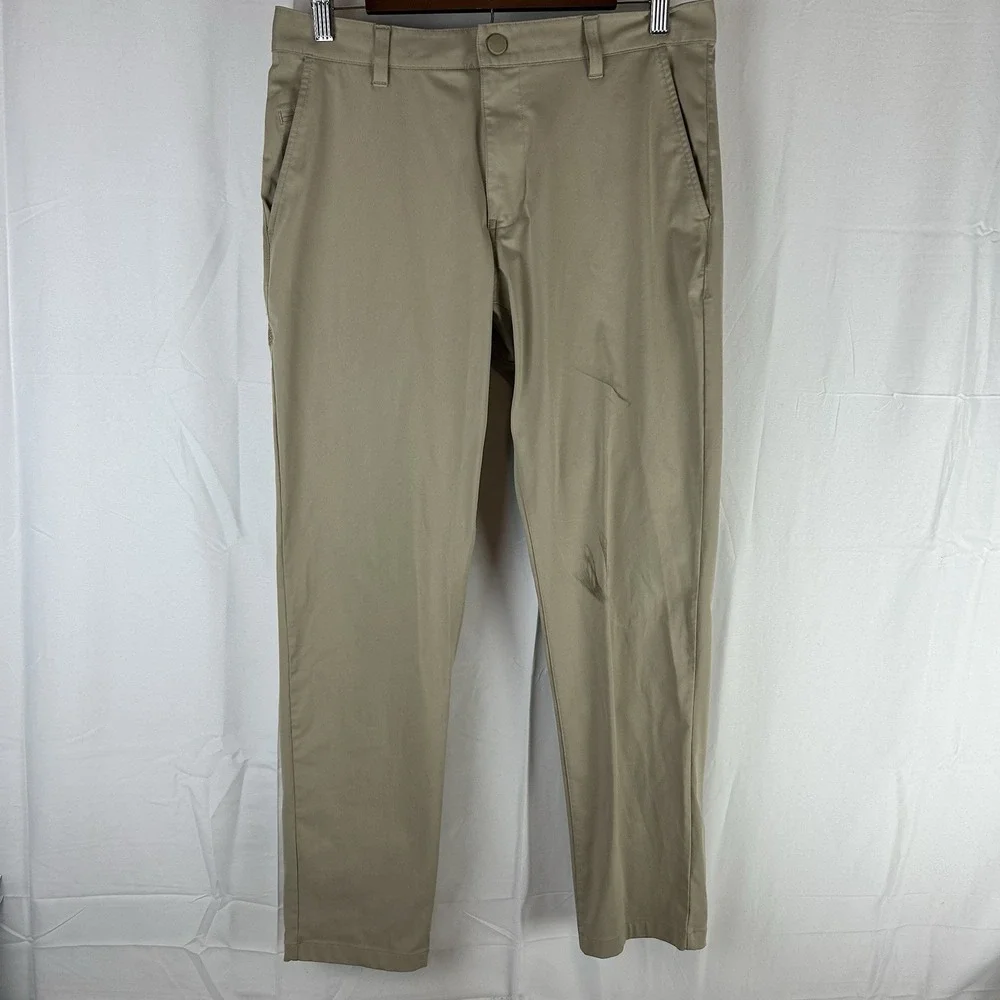 Rhone Commuter Pants 31x29 Beige Slim Fit Golf Stretch Performance Casual *Flaw